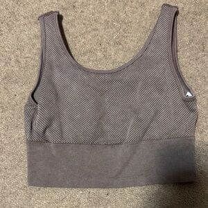 Seamless Ribbed Sports Bra in Gray